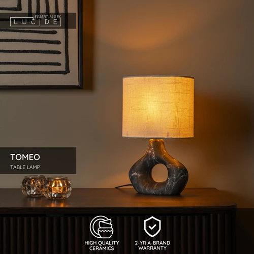 Lucide TOMEO - Table lamp - 1xE14 - Black - Essential - USP
